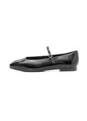 Women's black leather croco ballet flats BUTYD-1205-97(Z25), product view from the side on a white background.