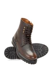 Brown leather men's ankle boots BUTYM-0518-09(Z25)