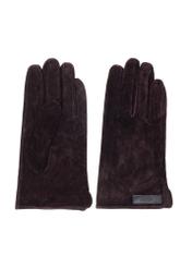 Dark brown men's suede gloves REKMS-0083-90(Z25) - front product view on white background.