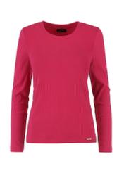 Pink ribbed women's longsleeve blouse LSLDT-0043-34(W24)-04