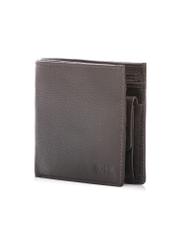 Dark brown men's leather wallet PORMS-0685-1I(W26), diagonal product view on white background.