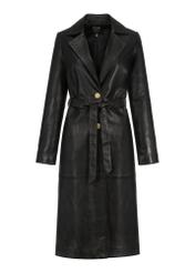 Women's leather coat with belt KURDS-0401-1273(W24)-05