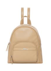 Beige women's backpack TOREC-1263-1B(Z26). Front view on white background.