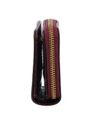 Burgundy women's croco wallet PORES-0888B-4D(Z26), side product view on white background.