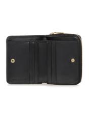 Small black leather women's wallet PORES-0833R-99(Z25) - open product view from above on white background.