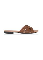 Brown women's plaid flip-flops BUTYD-1079-24(W24)-01