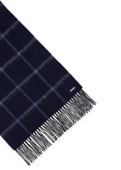 Men's woolen checkered scarf SZAMT-0087-9J(Z26), close-up of the product detail on a white background.