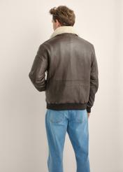 Brown men's leather bomber jacket KURMS-0350-1H(Z26)
