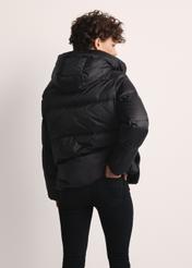 Black women's down jacket KURDT-0585-99(Z25), product visible from the back on the model, half of the silhouette visible.
