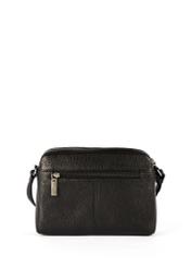 Black leather women's messenger bag TORES-1102A-99(Z25), back view of the product on a white background.