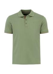 Green men's polo shirt with logo POLMT-0045A-51(W24)-04