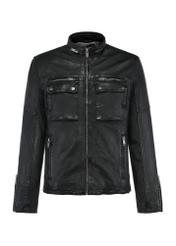 Black men's leather jacket KURMS-0366-2792(W25)-01