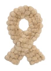 Beige women's natural fur scarf SZADF-0002-1B(Z26), front view of the product on a white background.