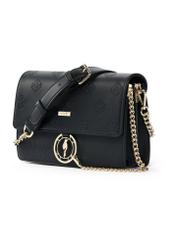 Black women's handbag with monogram TOREC-0536C-99(Z25), diagonal view on white background.
