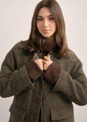 Women's Herringbone Coat PLADT-0083-1L(Z26) - front view of the product, on a model, against a light background. Half-length silhouette visible.