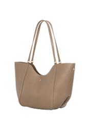 Beige women's shopper bag TOREC-1296-1B (Z26), diagonal product view on a white background.