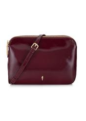 Burgundy patent leather women's messenger bag TOREC-0205F-43(Z25), front product view on white background.