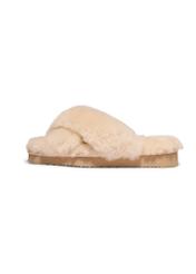 Beige women's wool slippers BUTYD-1320-0B(Z26) – side view of the product on a white background.