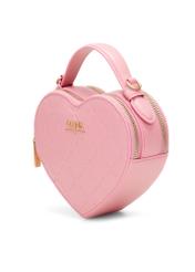 Pink heart-shaped handbag TOREC-1154-5B(W26), diagonal product view on white background.