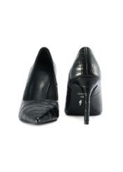 Women's leather croco high heels BUTYD-1211-99(Z25), product view from the front and back on a white background.