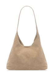 Cream suede women's handbag TORES-1308-0B(W26), front product view on white background.