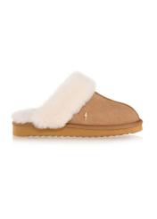 Beige slip-on slippers in snow boot style BUTYD-1137-82(Z24)-03