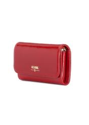 Red leather clutch bag TORES-1215-4B(W26), diagonal product view on white background.
