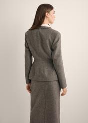 Women's gray wool jacket ZAKDT-0053-9D(Z26), product view from the back on the model, half of the silhouette visible.