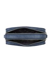 Small navy blue leather croco handbag TORES-1231-7D(W26), product view inside on white background.