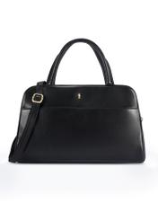 Black leather business women's bag TORES-1240-99(W26) - product view from the back, on a white background.