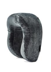 Gray travel pillow AW-014-0002-91(W25), diagonal product view on white background.-02