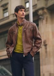 Men's leather jacket in cognac color KURMS-0397-1F(W26)