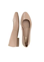 Women's dark beige leather ballet flats BUTYD-1049A-1B(Z26), product view from above on white background.
