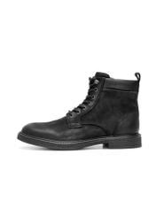 Black suede men's ankle boots BUTYM-0516-98(Z25) side product view on white background.