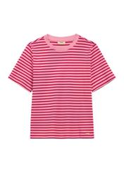 Pink women's striped T-shirt TSHDT-0150-5P(W26), front product view on white background.