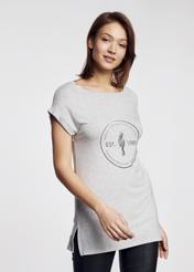 Women's elongated gray T-shirt TSHDT-0067-91(W21)-01