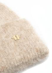 Beige woolen women's hat CZADT-0212-1B(Z26), close-up of the product detail on a white background.