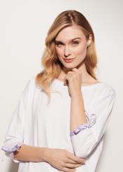White women's blouse with binding BLUDT-0126-11(W23)-01
