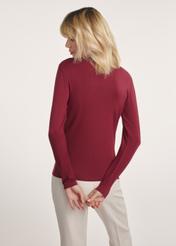 Burgundy women's blouse LSLDT-0055-49(Z25), product visible from the back on the model, half of the silhouette visible.