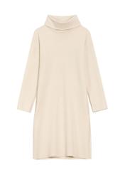 Light beige turtleneck dress SUKDT-0206A-1A(Z26), product view from the front on a white background.