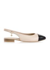 Beige leather ballet flats BUTYD-1052A-1B(W26), side view of the product on a white background.