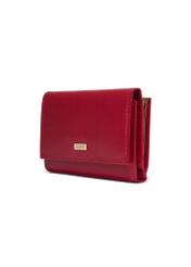 Red leather women's wallet PL-189-4B(KS), diagonal product view on white background.