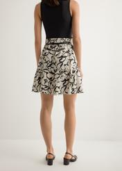 Women's cream patterned skirt SPCDT-0128-1P(W26), back view of the product on the model. Half of the silhouette visible.