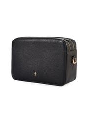 Women's leather handbag in black color TORES-1153-99(Z25), diagonal view of the product on a white background.