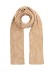 Beige women's winter scarf SZADT-0202-81(Z25), product view from the front on a white background.