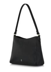 Women's black leather hobo handbag TORES-0975-99(W24)-03