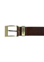 Dark brown leather men's belt PASMS-0127B-90(W24)-03