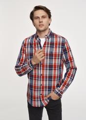 Men's red plaid shirt KOSMT-0312-15(Z23)-01