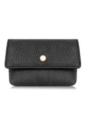 Black small leather women's wallet PORES-0895G-99(Z25), front product view on white background.