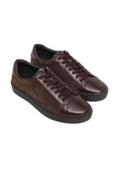 Dark brown men's leather sneakers BUTYM-0544-1I(Z26), diagonal product view on white background.